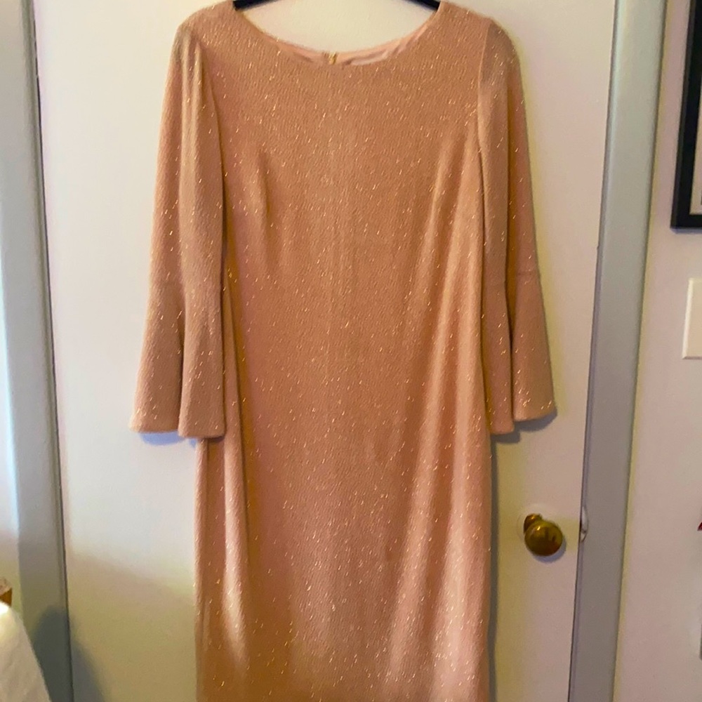 Calvin Klein peach with gold sparkle dress NWT 12